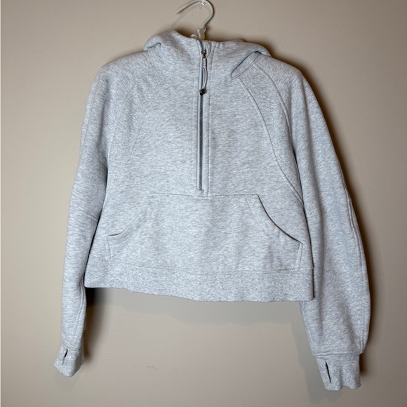 Lululemon Scuba Oversized cropped 1/2 Zip Hoodie Heathered Core Light Grey S - Picture 3 of 13